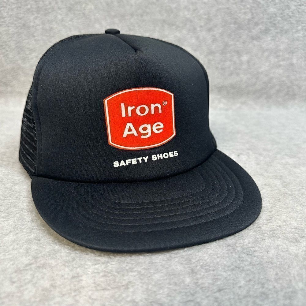 Iron Age Safety Shoes Trucker Hat Adult OSFA Black Mesh SnapBack Foam Front Work